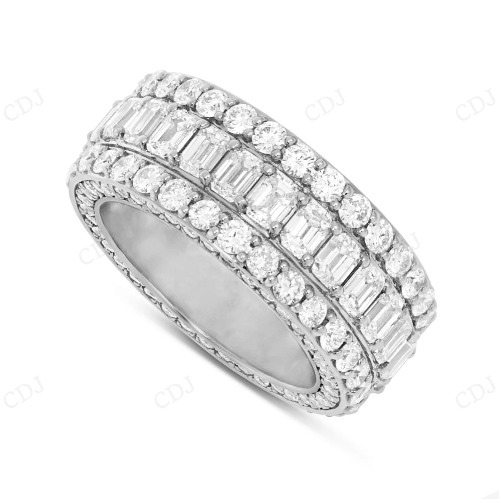 Sterling Silver moissanite Three Row Diamond Band Ring hip hop jewelry CustomDiamJewel