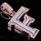 1.5" 1.5 CTW 14k Solid Two Tone Gold Diamond Initial 'F' Letter Pendant CustomDiamJewel