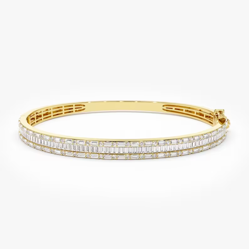 2.60CTW Moissanite Micro Pave Bangle Bracelet  customdiamjewel Sterling Silver Yellow Gold VVS-EF