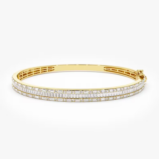 2.60CTW Moissanite Micro Pave Bangle Bracelet  customdiamjewel Sterling Silver Yellow Gold VVS-EF
