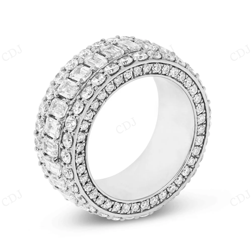 Sterling Silver moissanite Three Row Diamond Band Ring hip hop jewelry CustomDiamJewel