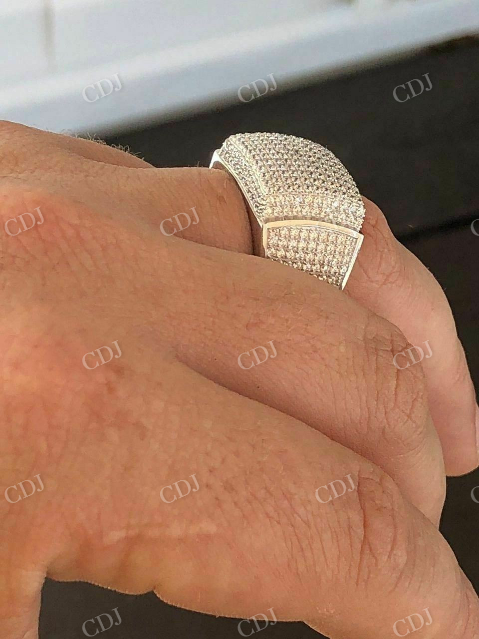Round Diamond ICY Bling Hip Hop Ring  customdiamjewel   