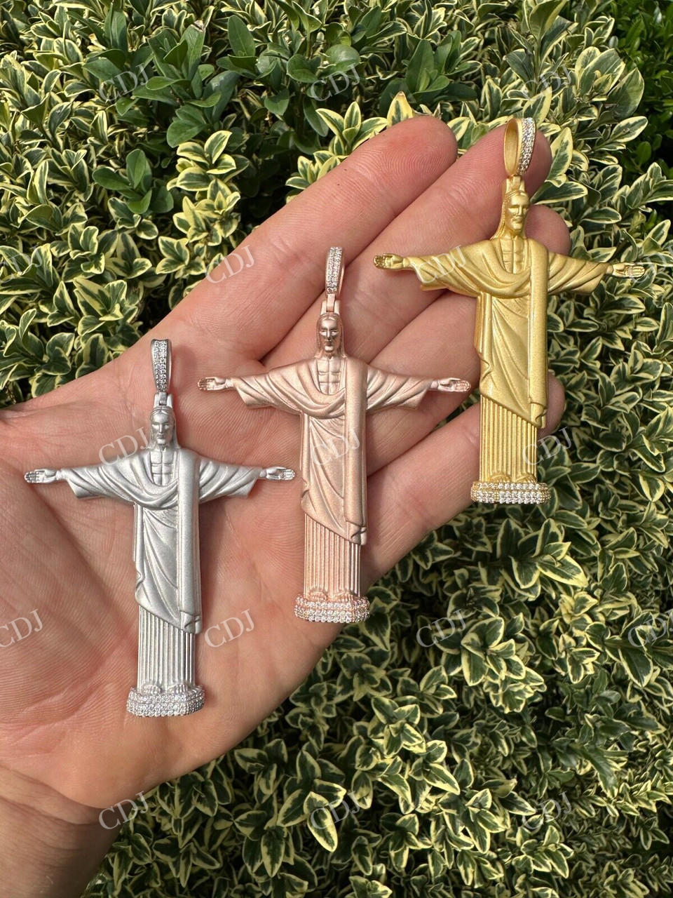 Christ The Redeemer 14k Solid Gold Diamond Pendant  customdiamjewel   