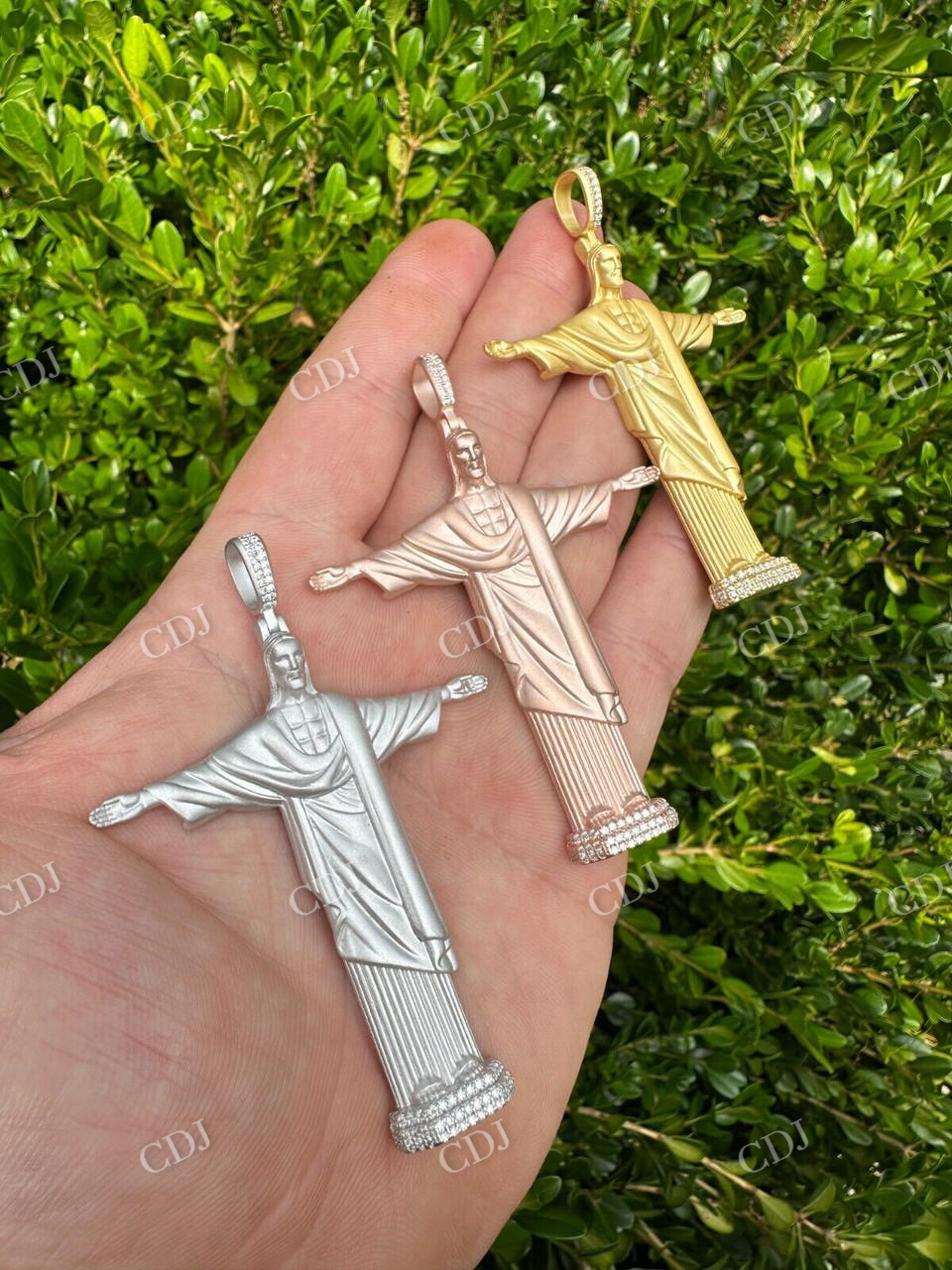 Christ The Redeemer 14k Solid Gold Diamond Pendant  customdiamjewel   