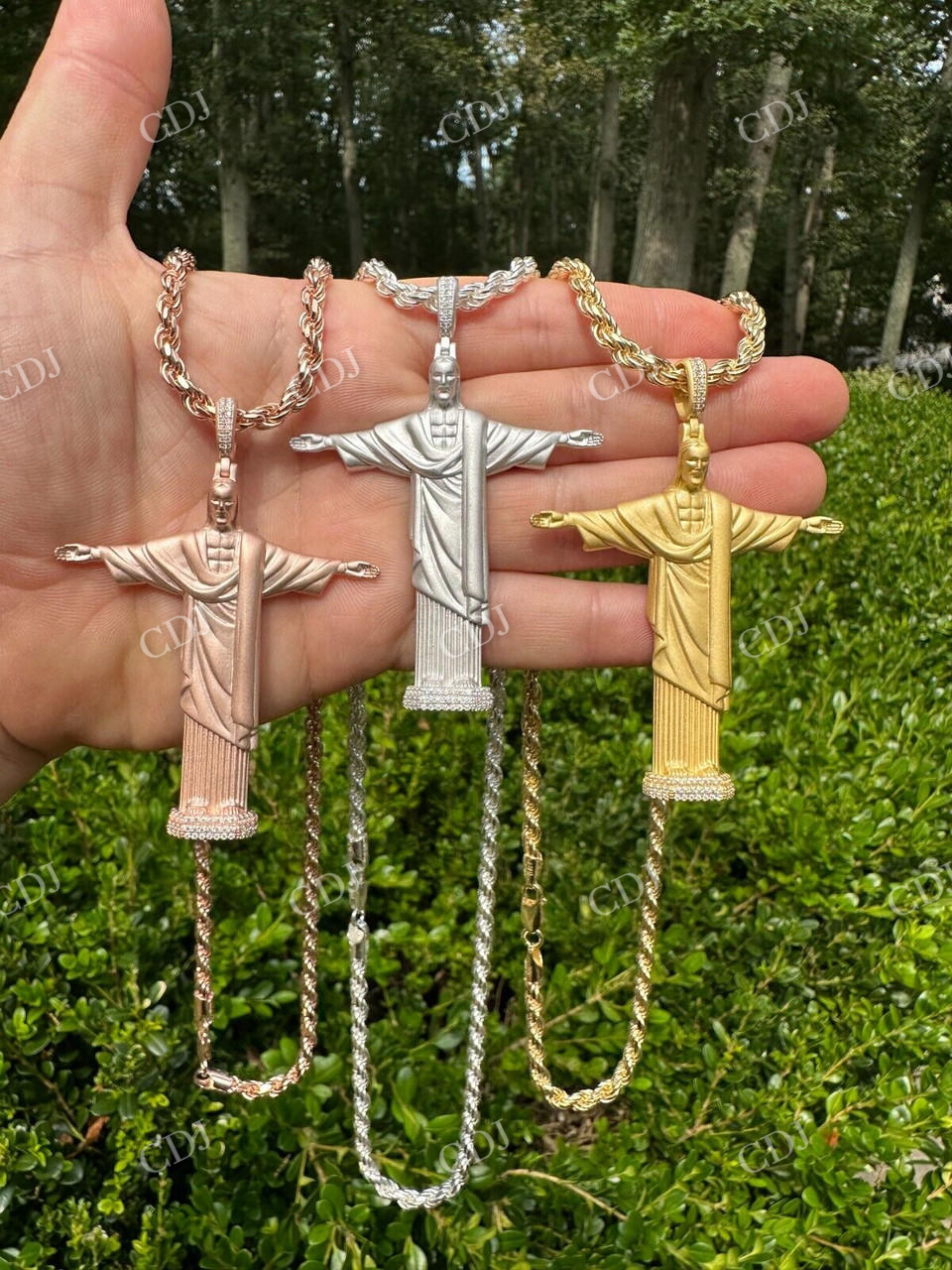 Christ The Redeemer 14k Solid Gold Diamond Pendant  customdiamjewel   