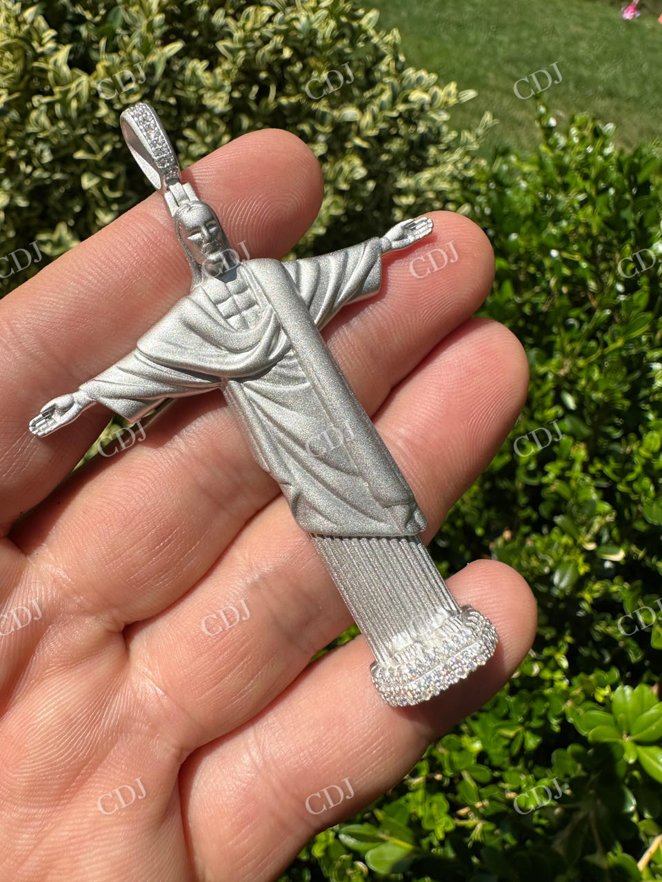 Christ The Redeemer 14k Solid Gold Diamond Pendant  customdiamjewel   