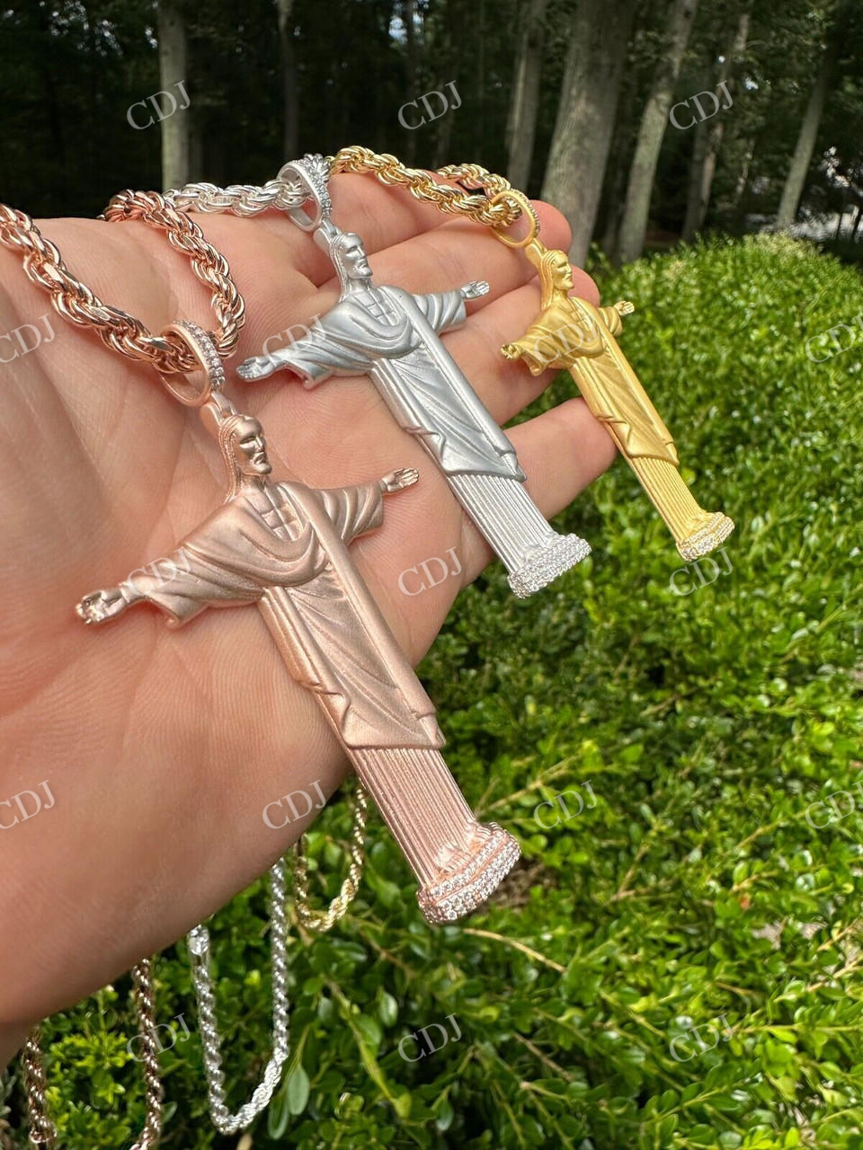 Christ The Redeemer 14k Solid Gold Diamond Pendant  customdiamjewel   