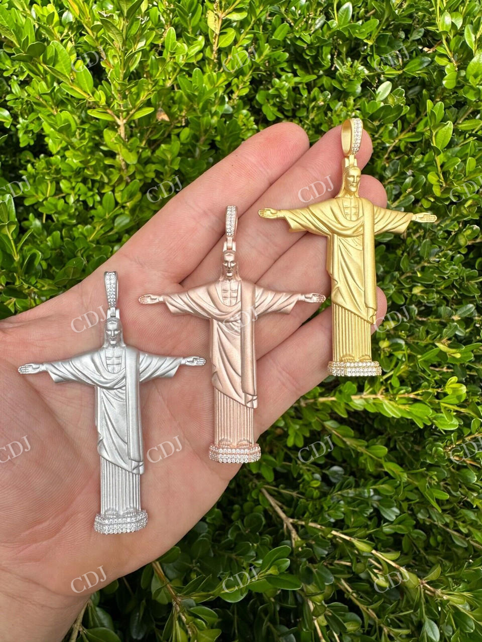 Christ The Redeemer 14k Solid Gold Diamond Pendant  customdiamjewel   