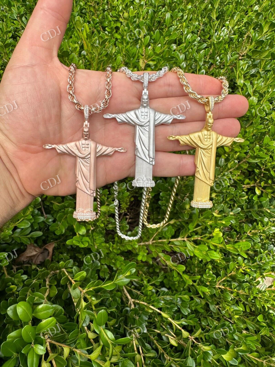 Christ The Redeemer 14k Solid Gold Diamond Pendant  customdiamjewel   