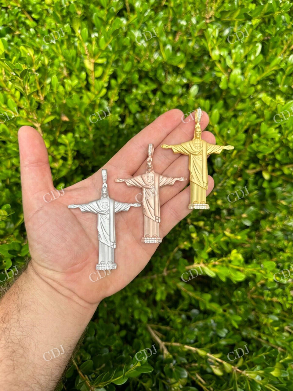 Christ The Redeemer 14k Solid Gold Diamond Pendant  customdiamjewel   