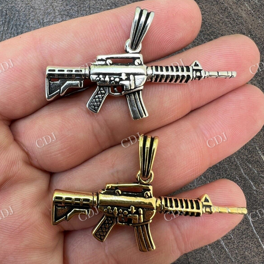Military Charm 14k Gold Gun Hip Hop Pendant  customdiamjewel   