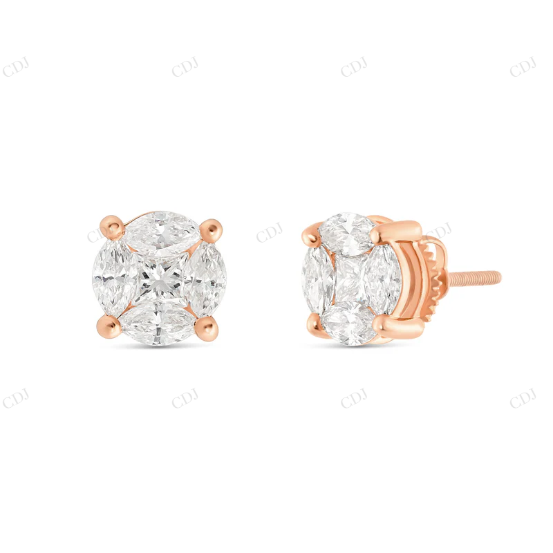10K Gold Marquise Moissanite Diamond Stud Earrings Stud earrings CustomDiamJewel