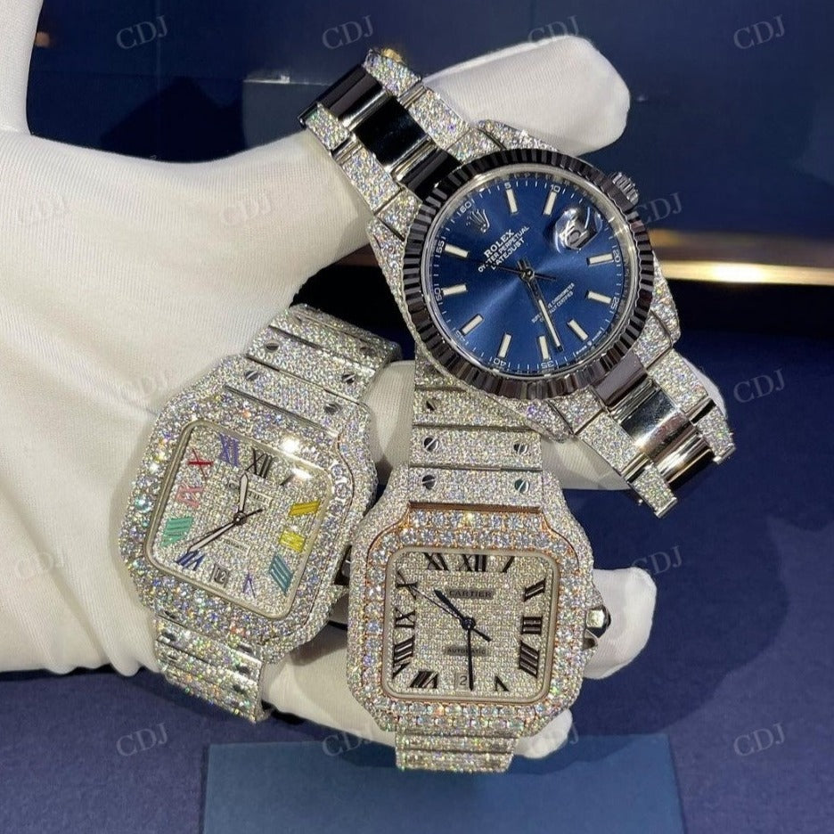 Fully Iced Out Hip Hop Custom Moissanite Diamond Watches customdiamjewel