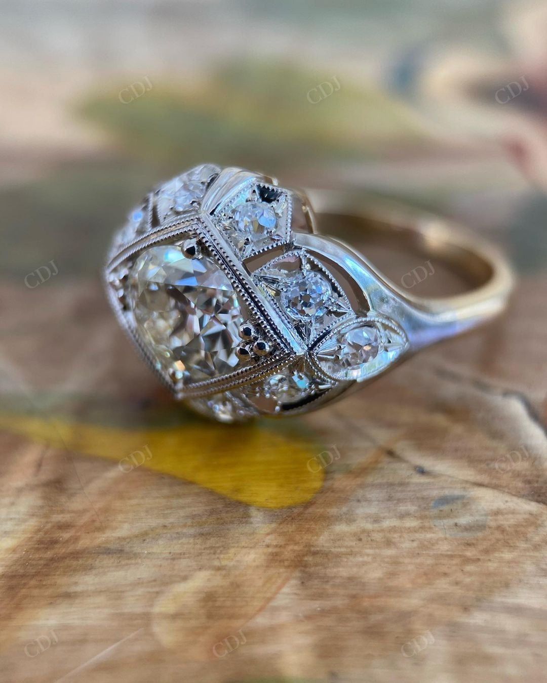 Vintage Lab Grown Diamond Cluster Engagement Ring customdiamjewel