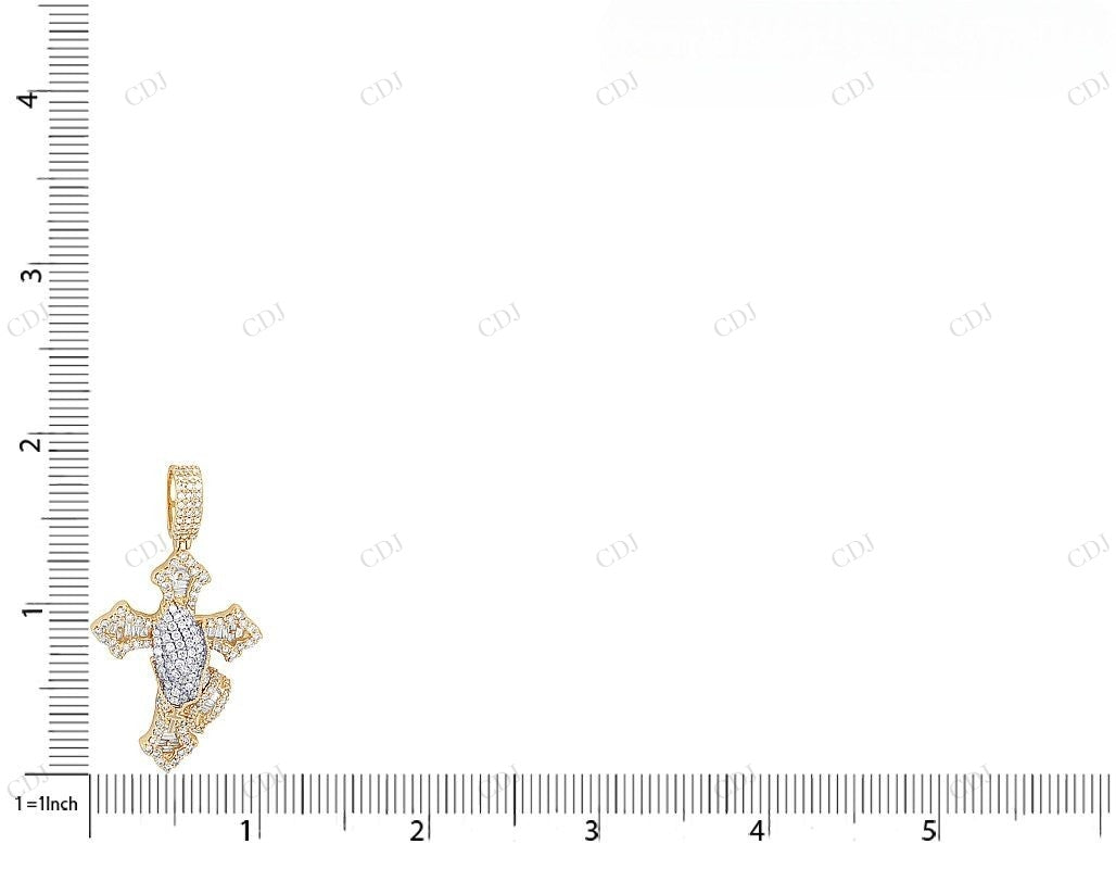 10k Gold Praying Hands On Cross Lab Grown Dimaond Pendant Hip Hop Pendent CustomDiamJewel