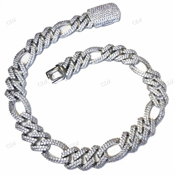 18mm Iced Out Diamond Figaro Cuban Link Chain hip hop jewelry CustomDiamJewel
