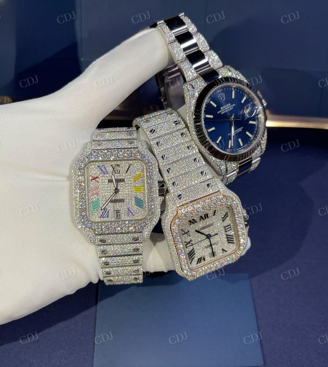 Fully Iced Out Hip Hop Custom Moissanite Diamond Watches customdiamjewel