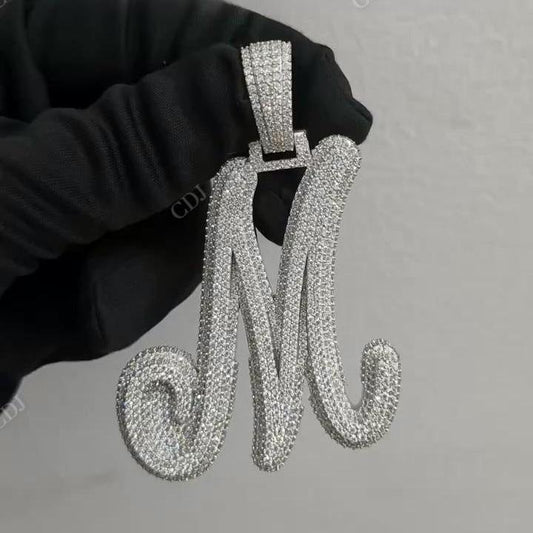 Antique M Letter Diamond Sterling Silver Pendant hip hop jewelry CustomDiamJewel   