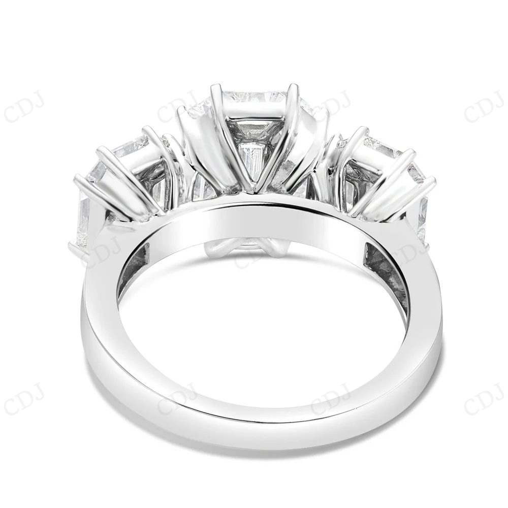Sterling Silver Moissanite Baguette Emerald Three Stone Ring hip hop jewelry CustomDiamJewel