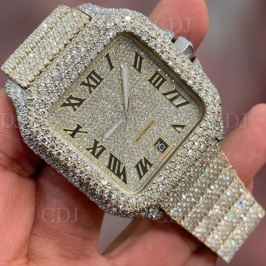 Hip Hop Bling VVS Diamond Bust Down Moissanite Diamond Studded Watch customdiamjewel