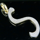 1.6" 10K Gold Natural Diamond S Initial Letter Pendant CustomDiamJewel