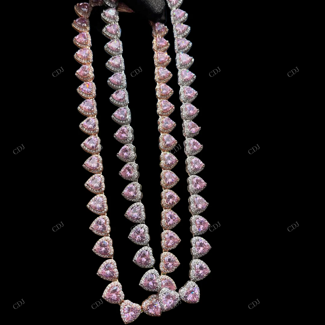 VVS Moissanite 925 Sterling Silver Heart Chain CustomDiamJewel