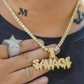Hip Hop Yellow Gold Plated SAVAGE Pendant hip hop jewelry CustomDiamJewel