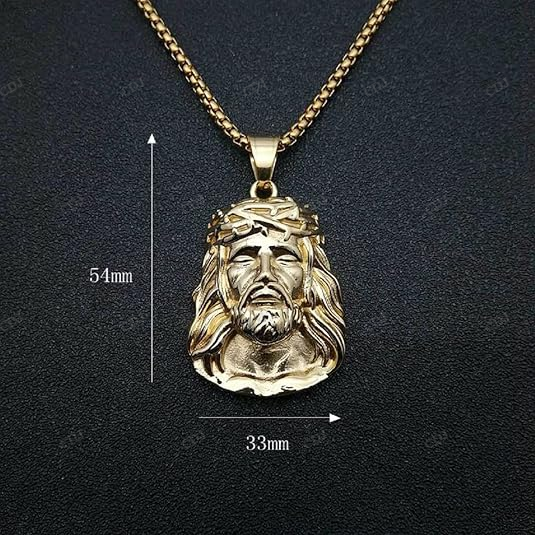 Custom Gold Plated Jesus Head Pendant hip hop jewelry CustomDiamJewel