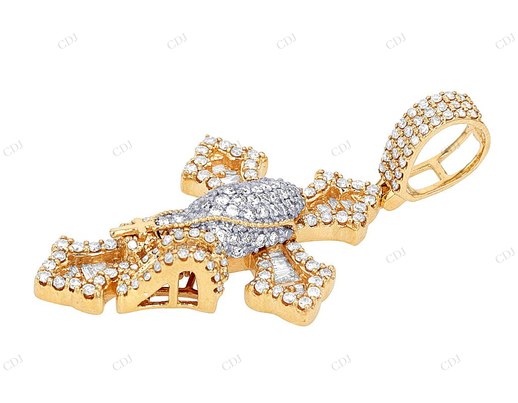 10k Gold Praying Hands On Cross Lab Grown Dimaond Pendant Hip Hop Pendent CustomDiamJewel