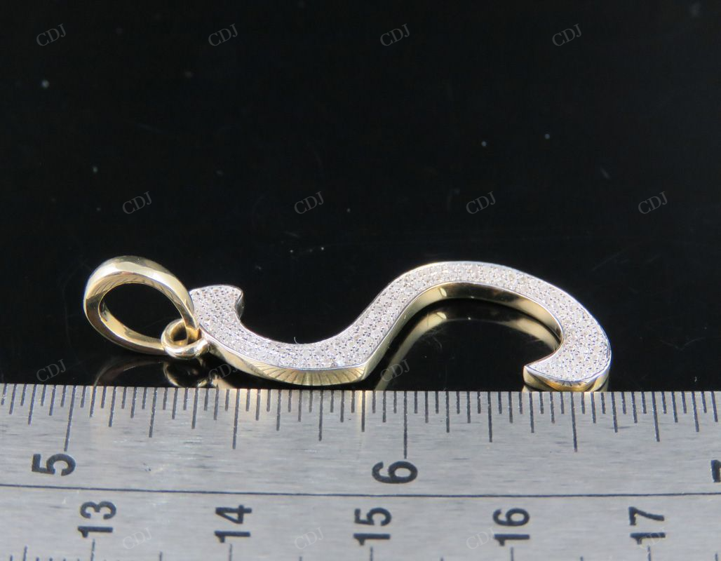 1.6" 10K Gold Natural Diamond S Initial Letter Pendant CustomDiamJewel