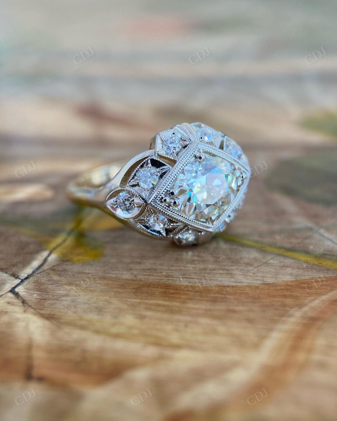 Vintage Lab Grown Diamond Cluster Engagement Ring customdiamjewel