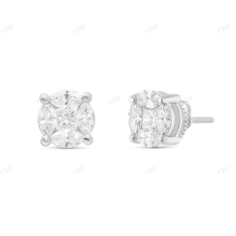 10K Gold Marquise Moissanite Diamond Stud Earrings Stud earrings CustomDiamJewel