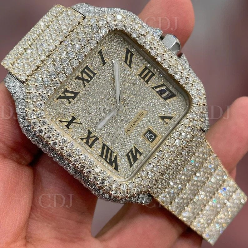 Hip Hop Bling VVS Diamond Bust Down Moissanite Diamond Studded Watch customdiamjewel