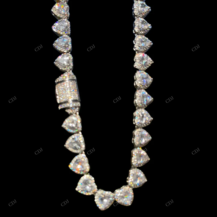 VVS Moissanite 925 Sterling Silver Heart Chain CustomDiamJewel