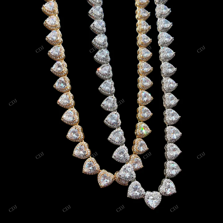 VVS Moissanite 925 Sterling Silver Heart Chain CustomDiamJewel