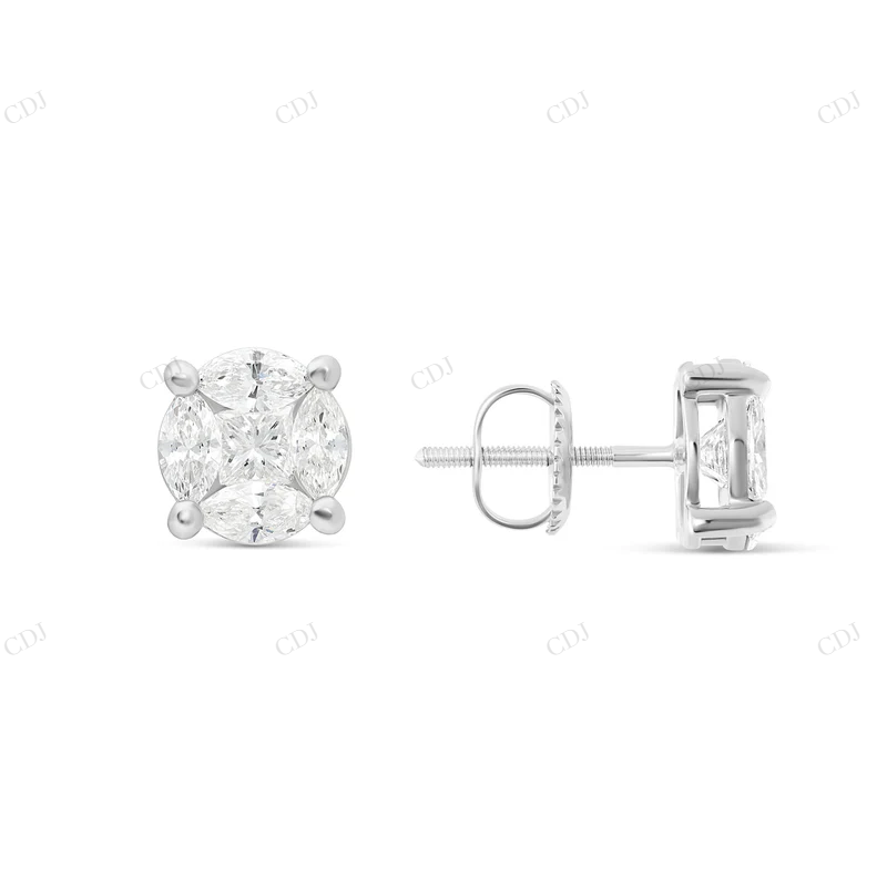 10K Gold Marquise Moissanite Diamond Stud Earrings Stud earrings CustomDiamJewel