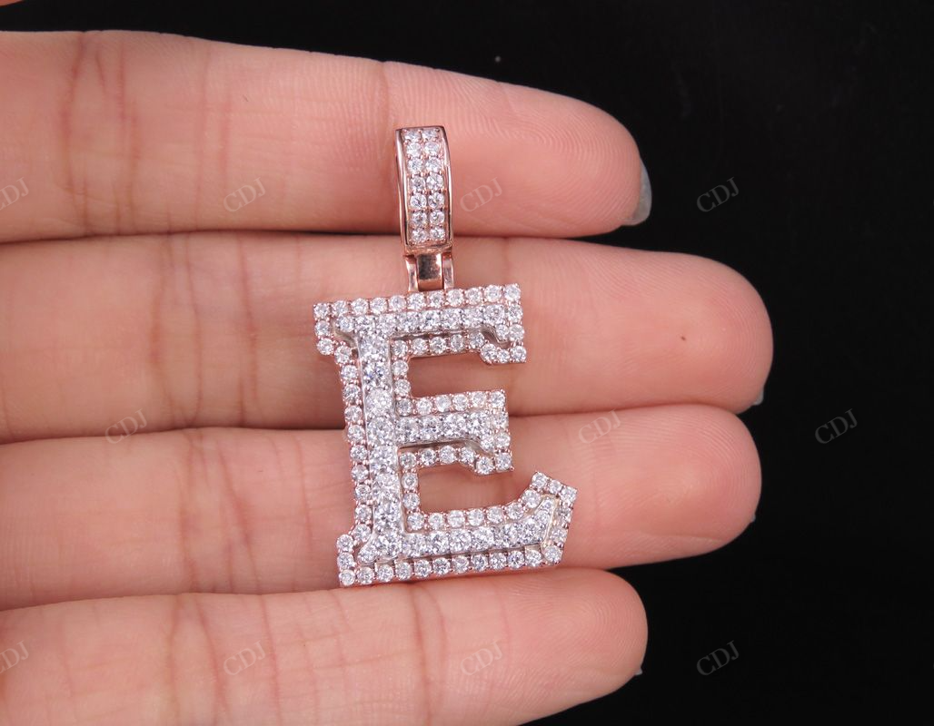 1.5" 1.75 CTW 18k Solid Gold 'E' Initial Custom Letter Diamond Pendant CustomDiamJewel