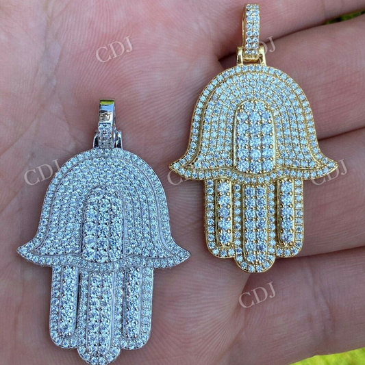 Hip Hop Hamsa Hand Iced Diamond Pendant  customdiamjewel   