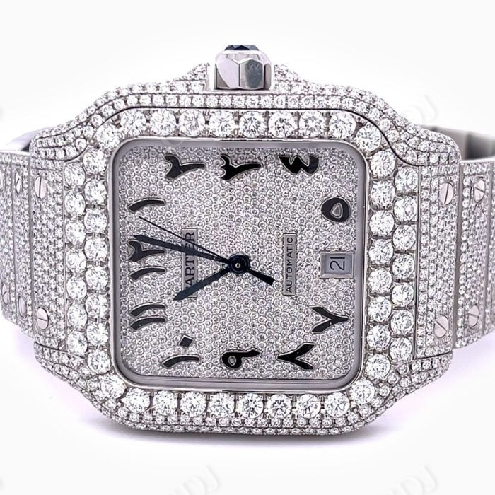 Moissanite Bust Down Arabic Dial Hip Hop Cartier Watch – customdiamjewel