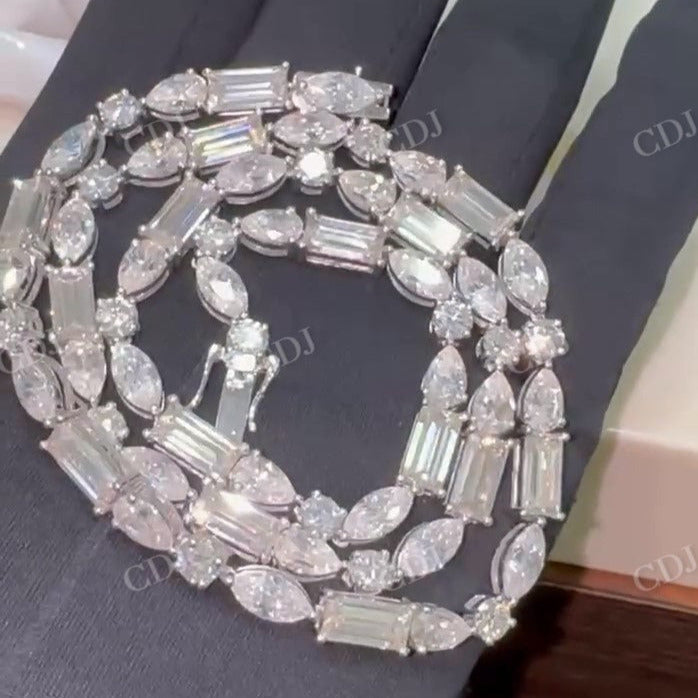 Luxury 925 Silver Emerald and Marquise Moissanite Diamond Tennis Chain  customdiamjewel   