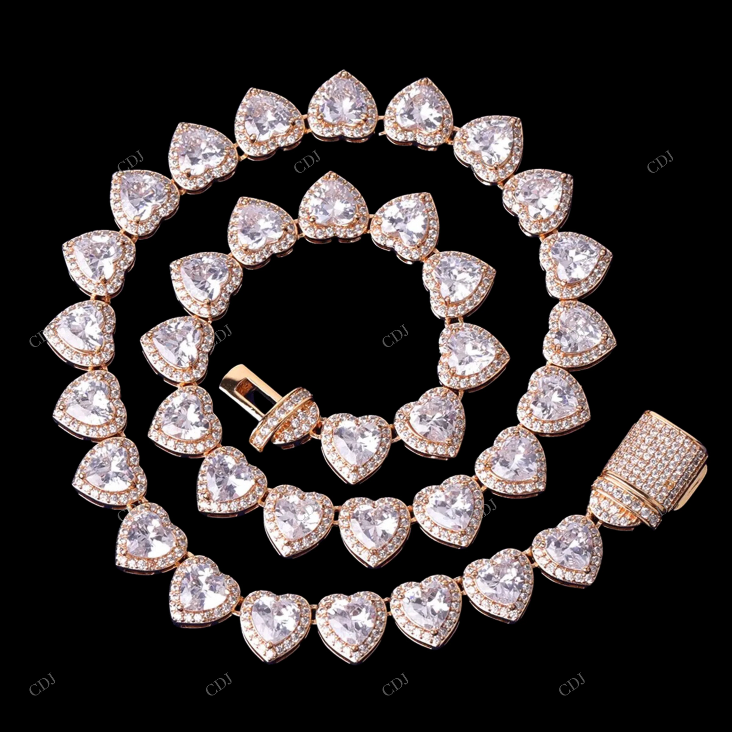 VVS Moissanite 925 Sterling Silver Heart Chain CustomDiamJewel