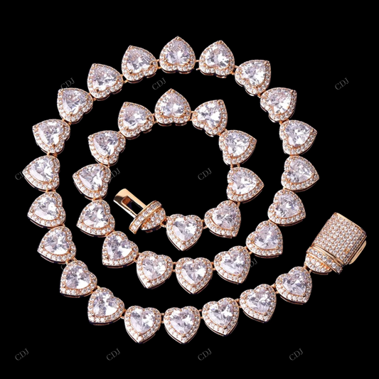VVS Moissanite 925 Sterling Silver Heart Chain CustomDiamJewel