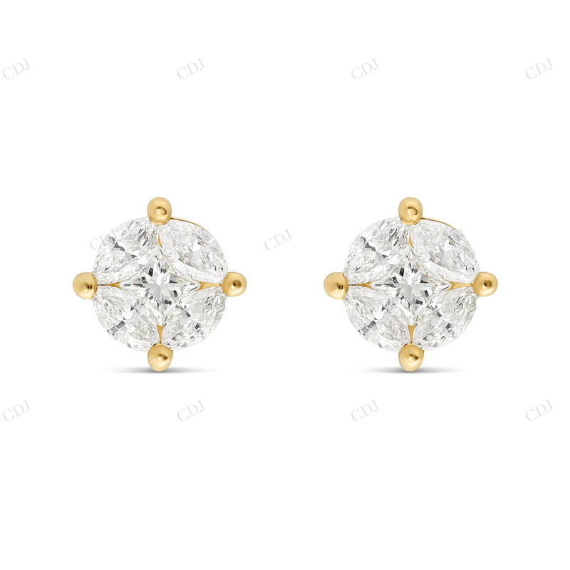 10K Gold Marquise Moissanite Diamond Stud Earrings Stud earrings CustomDiamJewel
