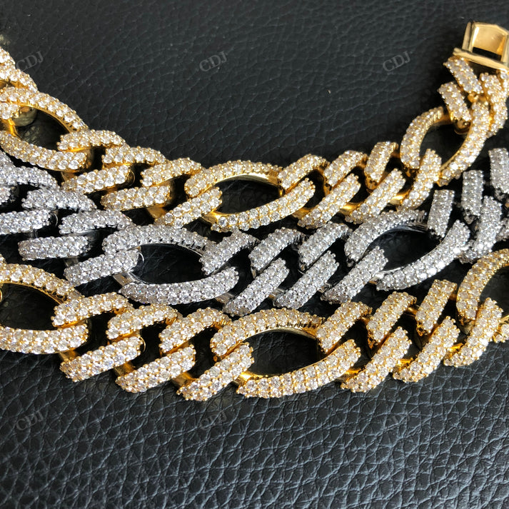 18mm Iced Out Diamond Figaro Cuban Link Chain hip hop jewelry CustomDiamJewel