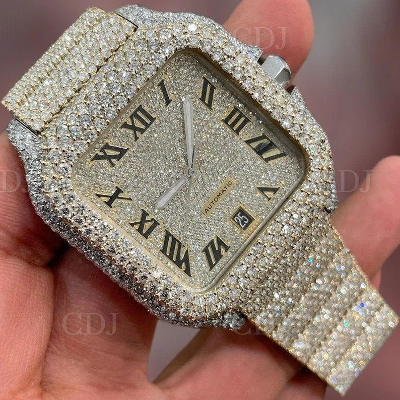 Hip Hop Bling VVS Diamond Bust Down Moissanite Diamond Studded Watch customdiamjewel