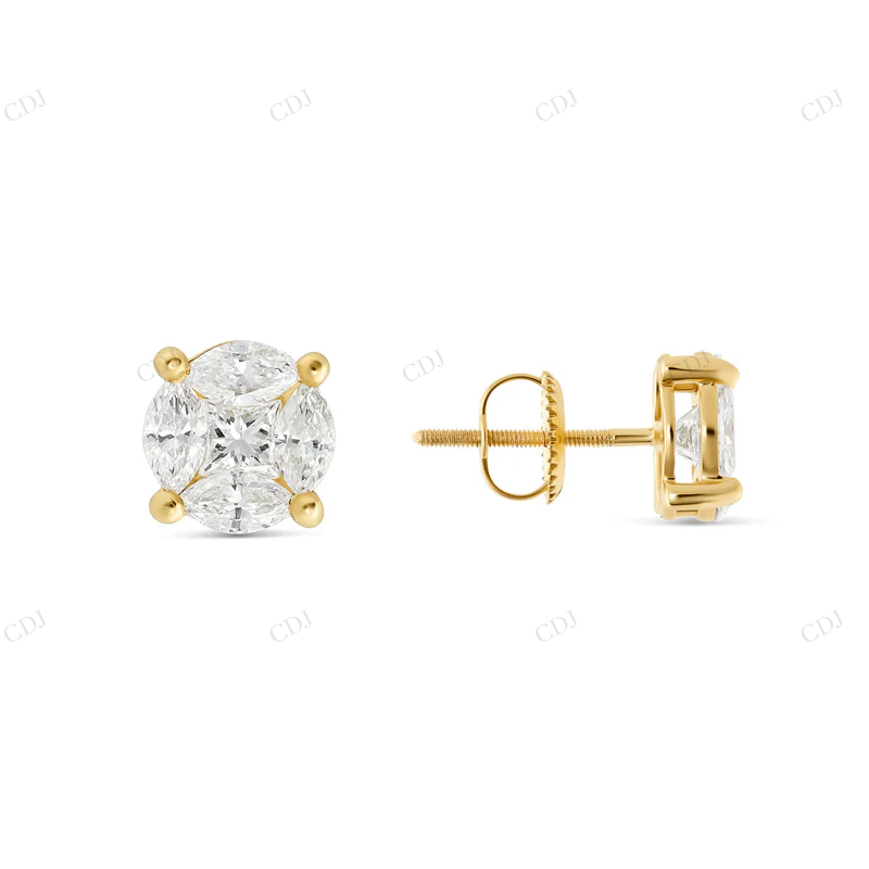 10K Gold Marquise Moissanite Diamond Stud Earrings Stud earrings CustomDiamJewel