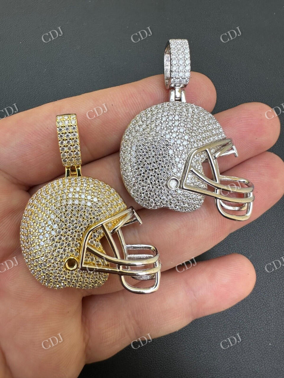 Football Helmet Round Diamond Hip Hop Pendant  customdiamjewel   