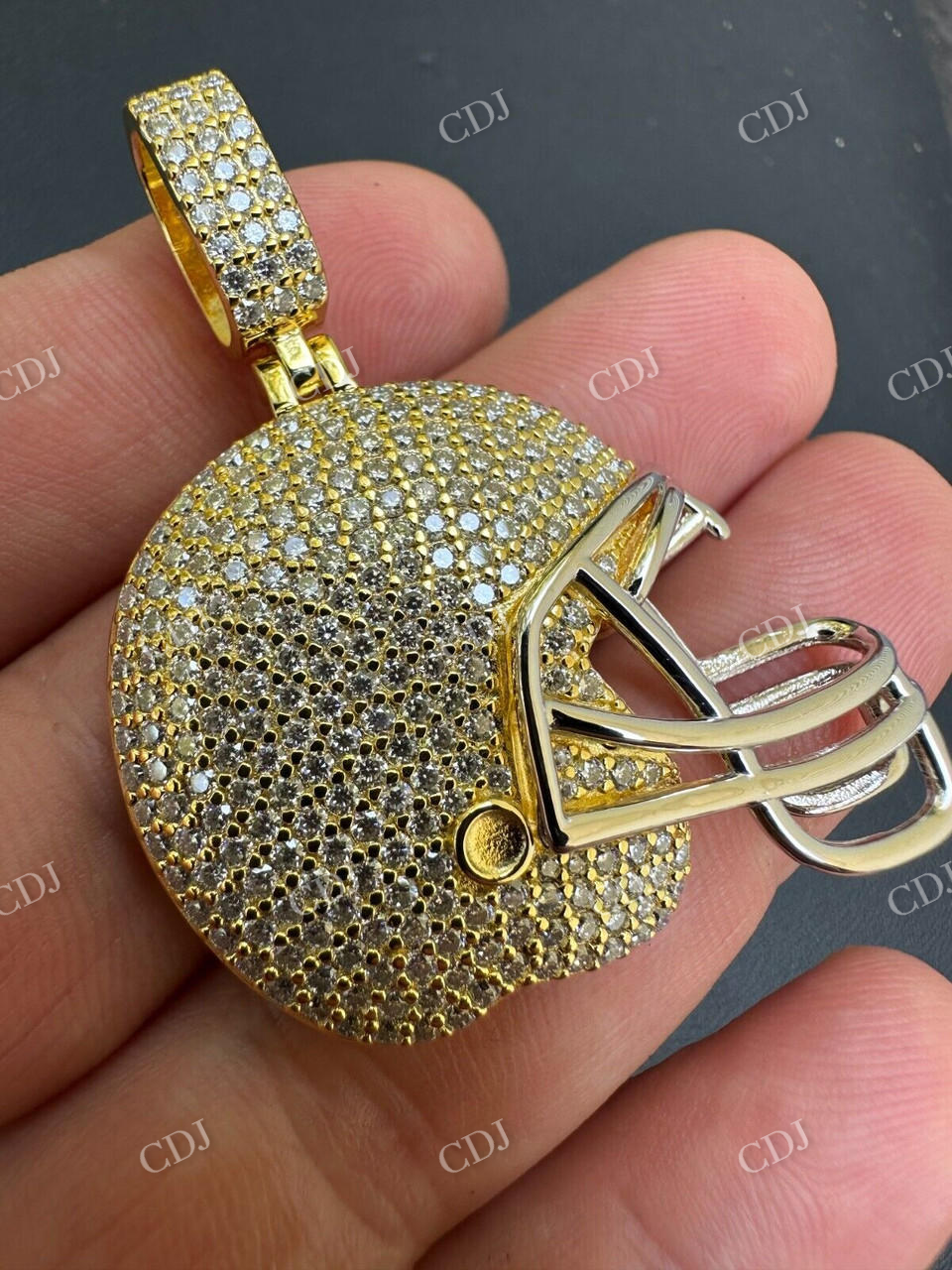 Football Helmet Round Diamond Hip Hop Pendant  customdiamjewel   