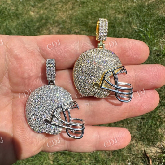 Football Helmet Round Diamond Hip Hop Pendant  customdiamjewel   