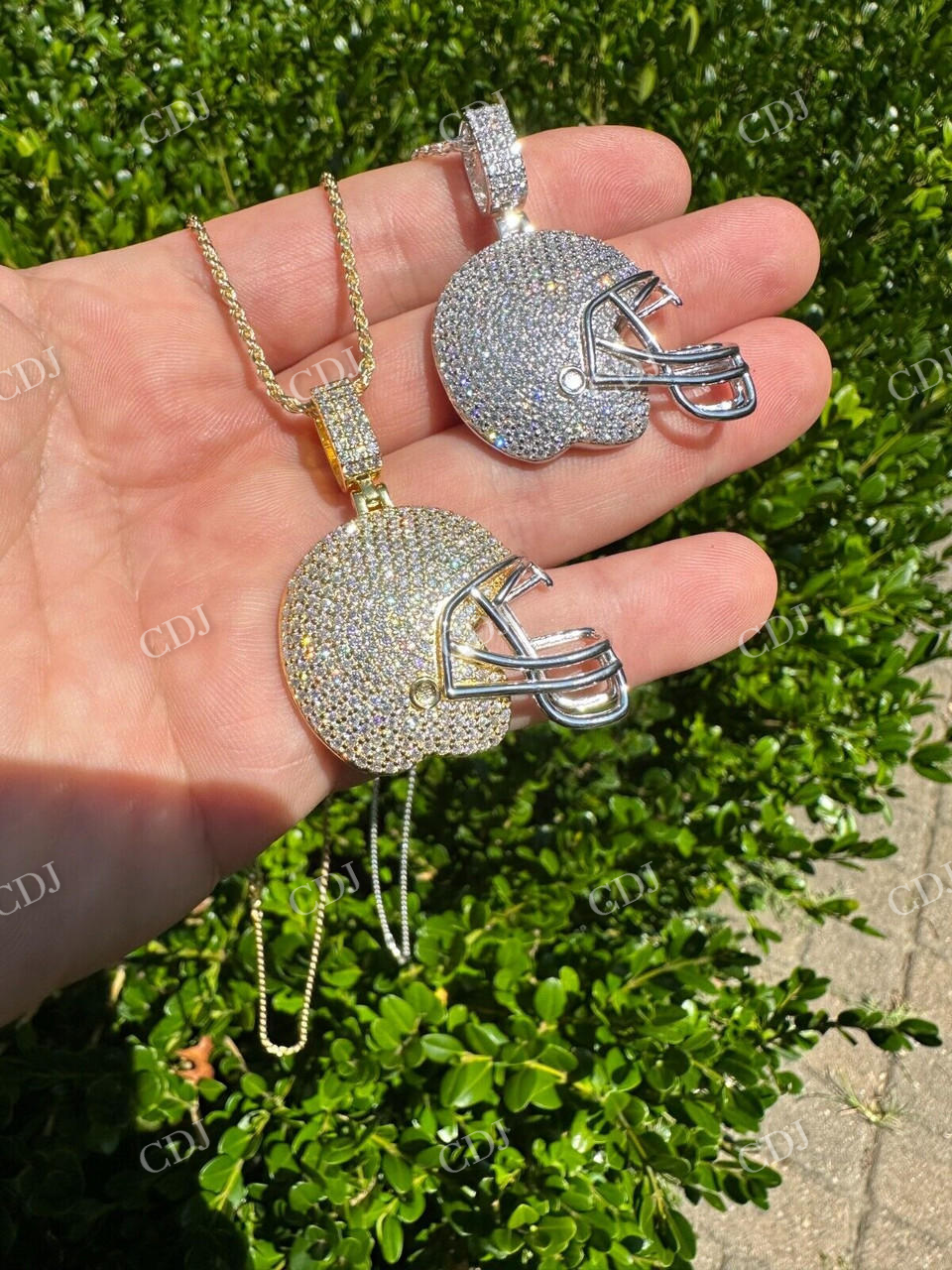 Football Helmet Round Diamond Hip Hop Pendant  customdiamjewel   